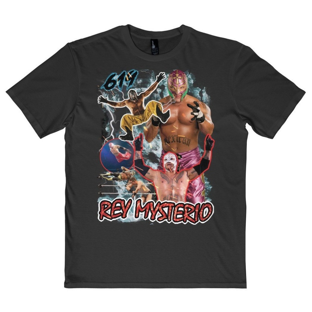 Vintage Style Black Rey Mysterio Wrestling Tee